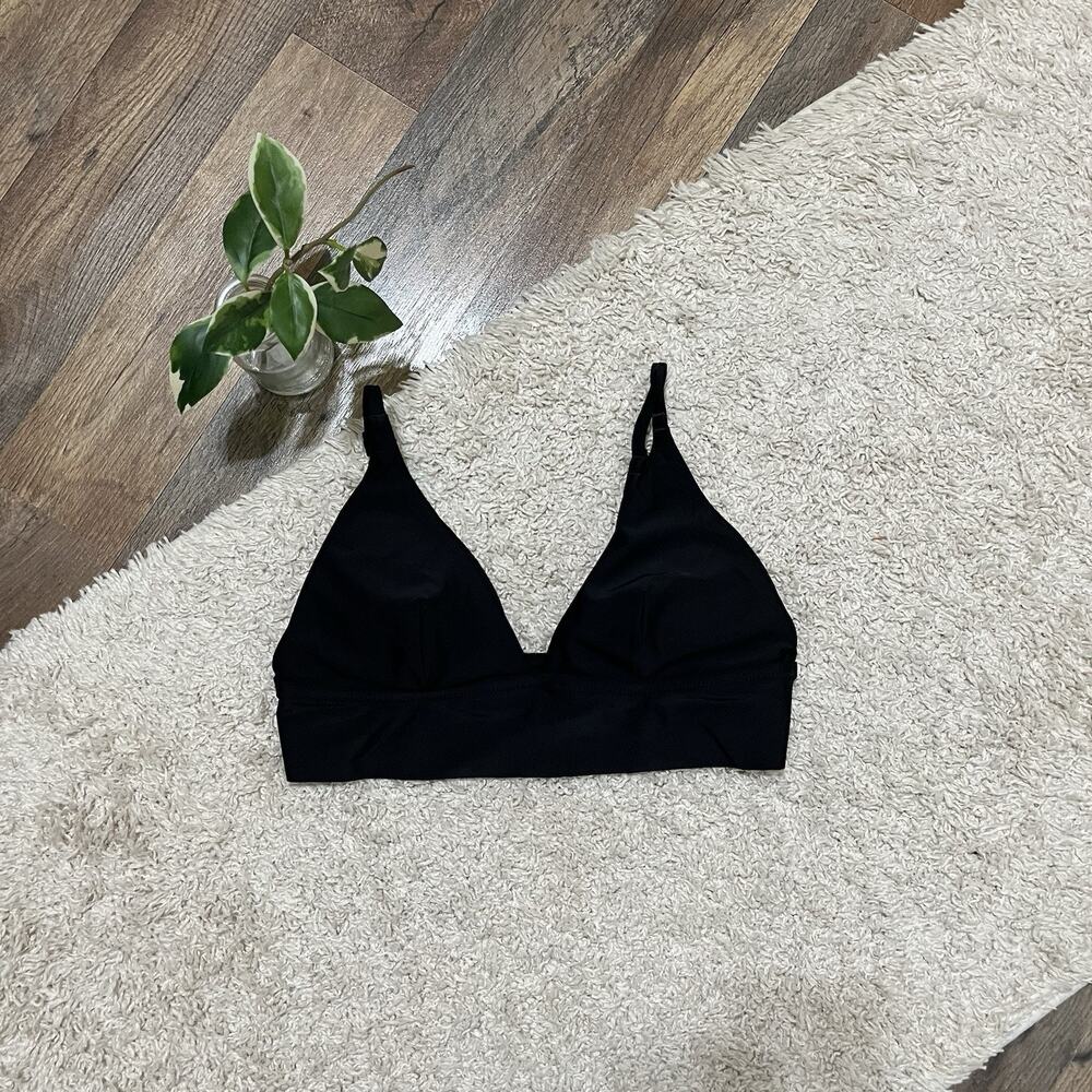 Aerie Size Medium Black Padded Triangle Plunge V-Neckline Swim Bikini Top